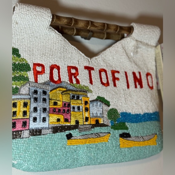 Portofino Beaded Bag with Wooden Handles - Picture 3 of 5